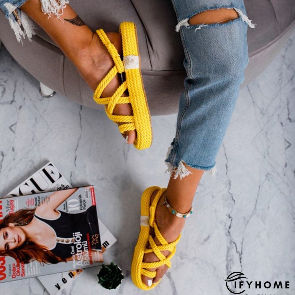 Women Criss Cross Lace-Up Casual Sandals | IFYHOME