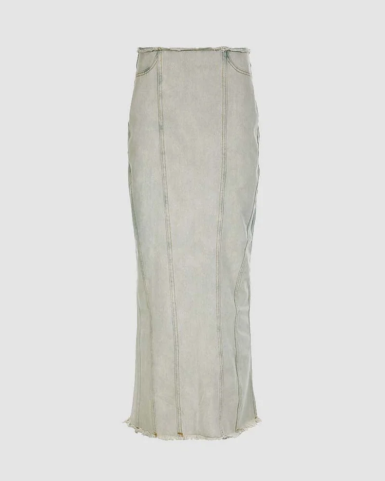 Dovehall Bleached Denim Skirt
