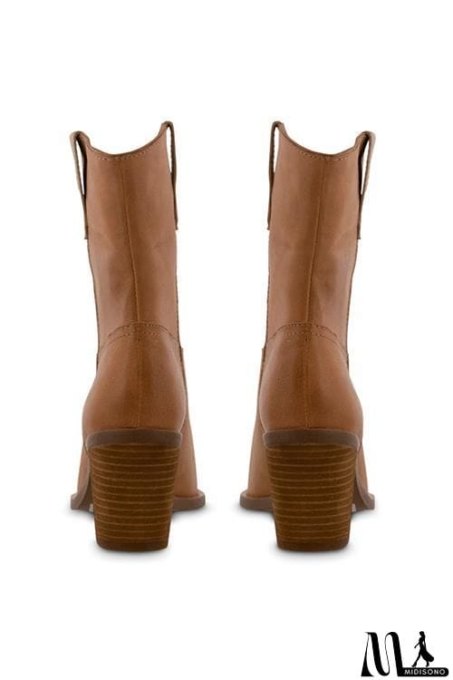 MidiSono - Pointed Toe Mid Heel Ankle Boots