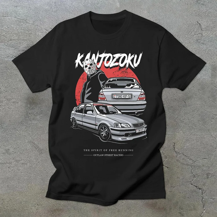 Retro hip-hop fashion car print short-sleeved T-shirt