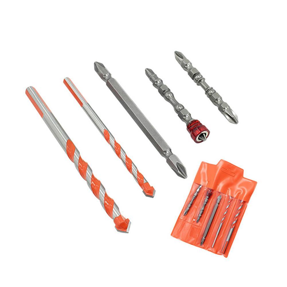

5pcs/set Threaded Triangle Tungsten Steel Wall Tile Concrete Drilling Bit, 501 Original