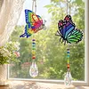 2PCS Butterfly 5D DIY Diamond Painting Wind Chimes Suncatcher Kit Double Sided Diamond Art Kits Suncatcher with Crystal Pendant for Home Wall Window Decor Adults DIY Art Craft