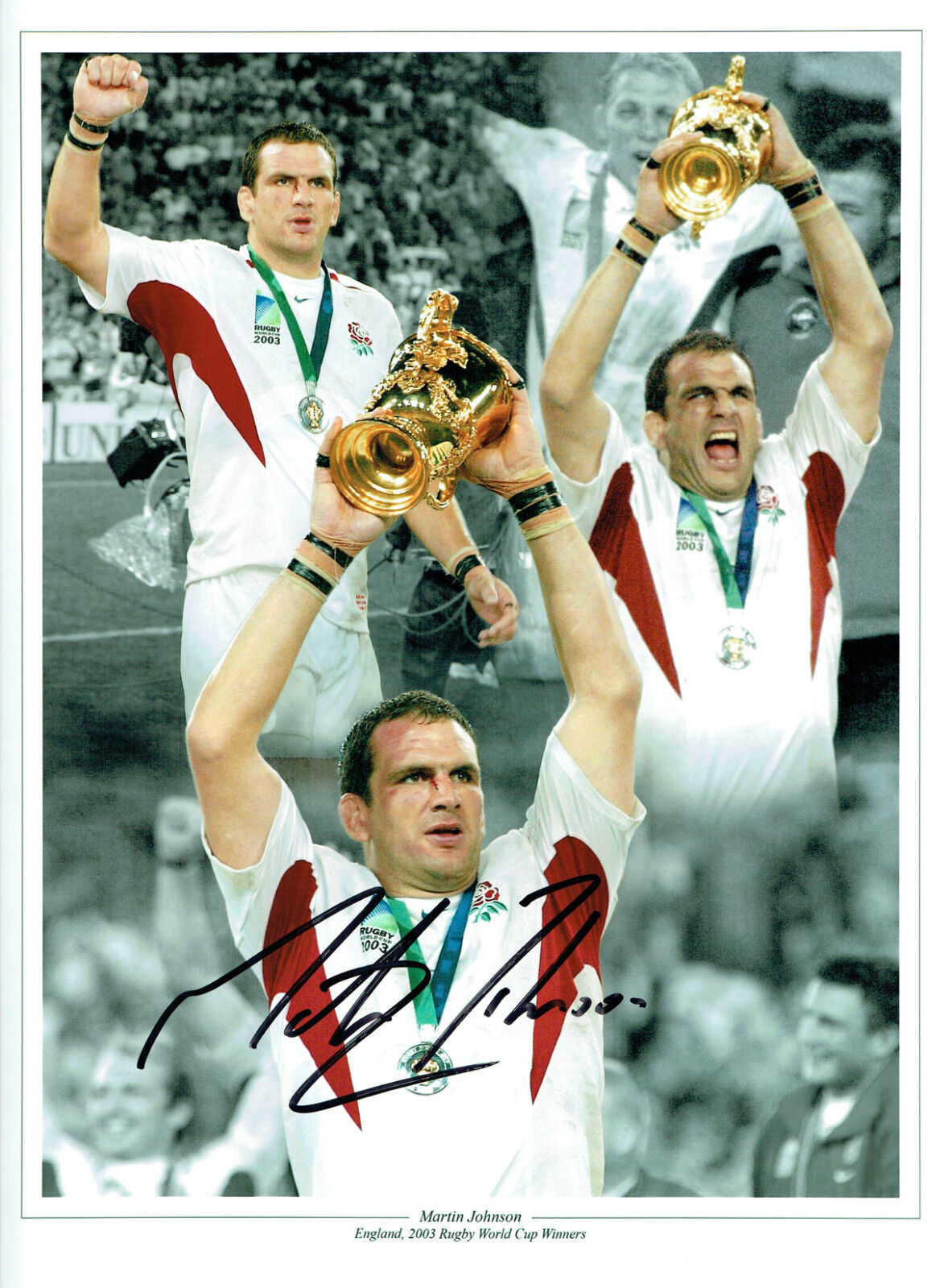 Martin JOHNSON Signed Autograph 16x12 RUGBY World Cup MONTAGE Photo Poster painting AFTAL COA