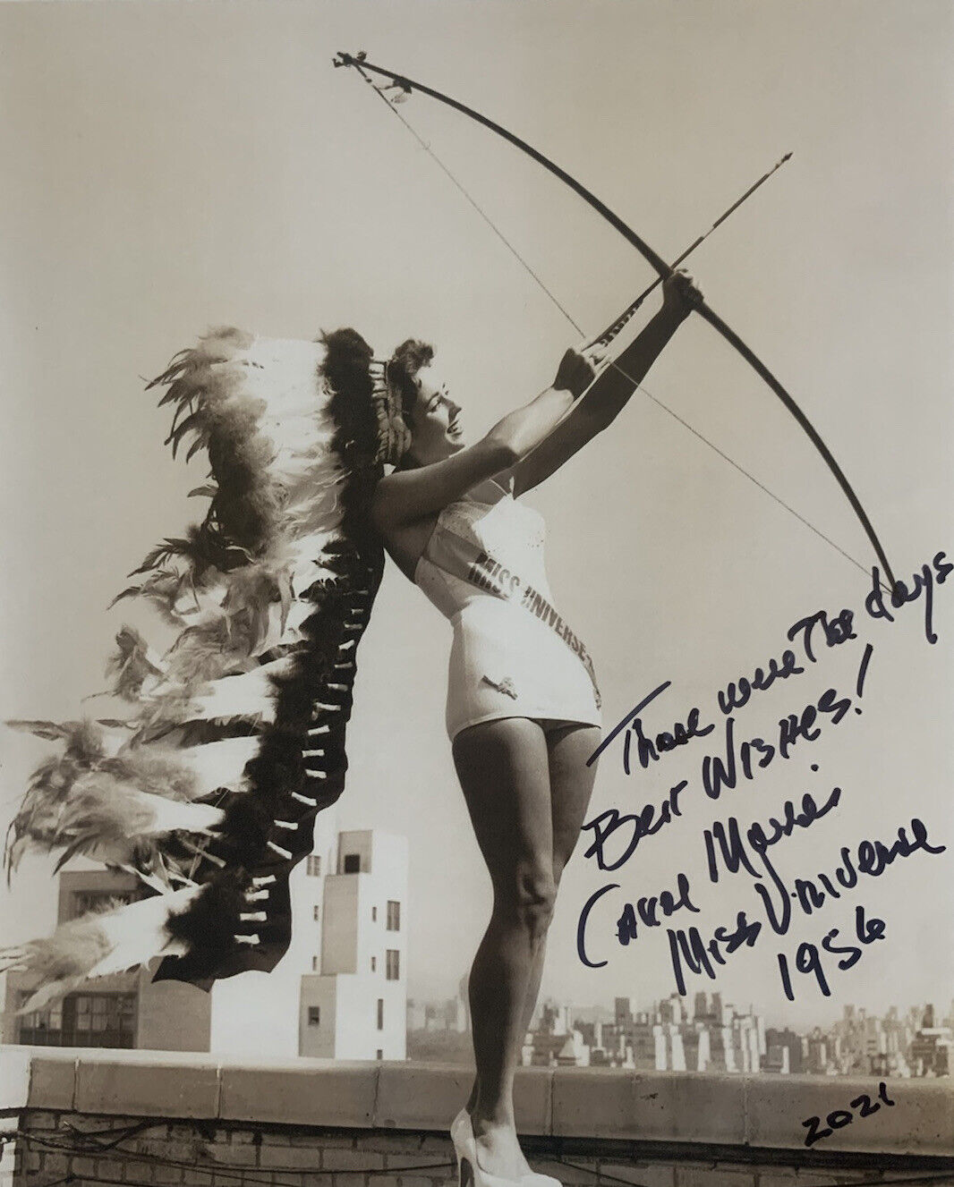 CAROL MORRIS HAND SIGNED 8x10 Photo Poster painting MISS UNIVERSE 1956 AUTHENTIC AUTOGRAPH COA