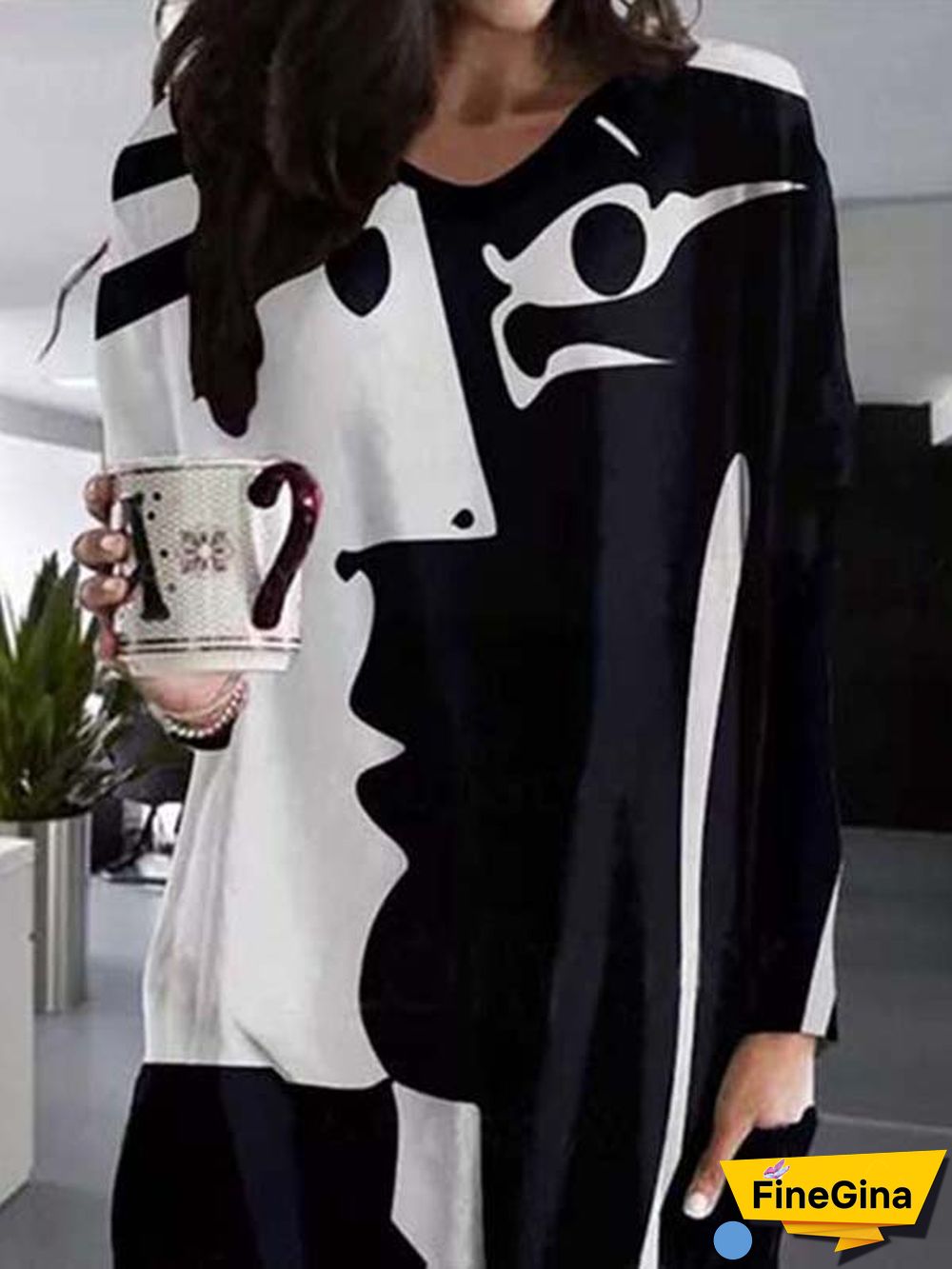 Long Sleeve Printed Casual Loosen T-shirt