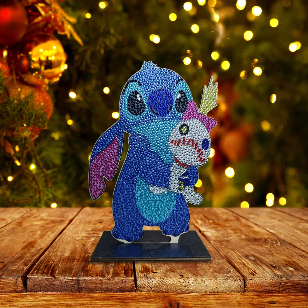 DIY Stitch Table Ornament Art Crafts Wooden Single Sided Home Decoration