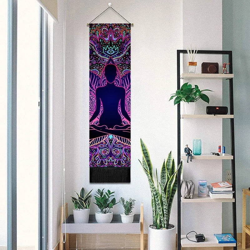 Psychedeclic Mandala Wall Hanging Phase Tapestry Cotton Tarot Sun Moon Marcame Tassel Tapestries Home Office Wall Blanket Decor