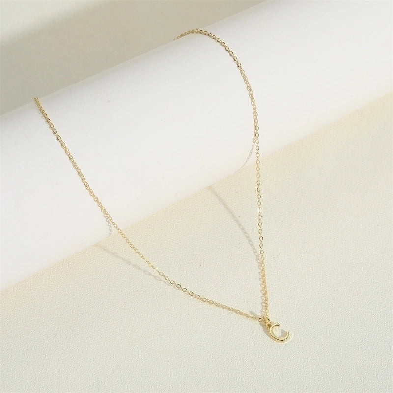 Copper 14K Gold Plated Minimalist Letter Copper Pendant Necklace