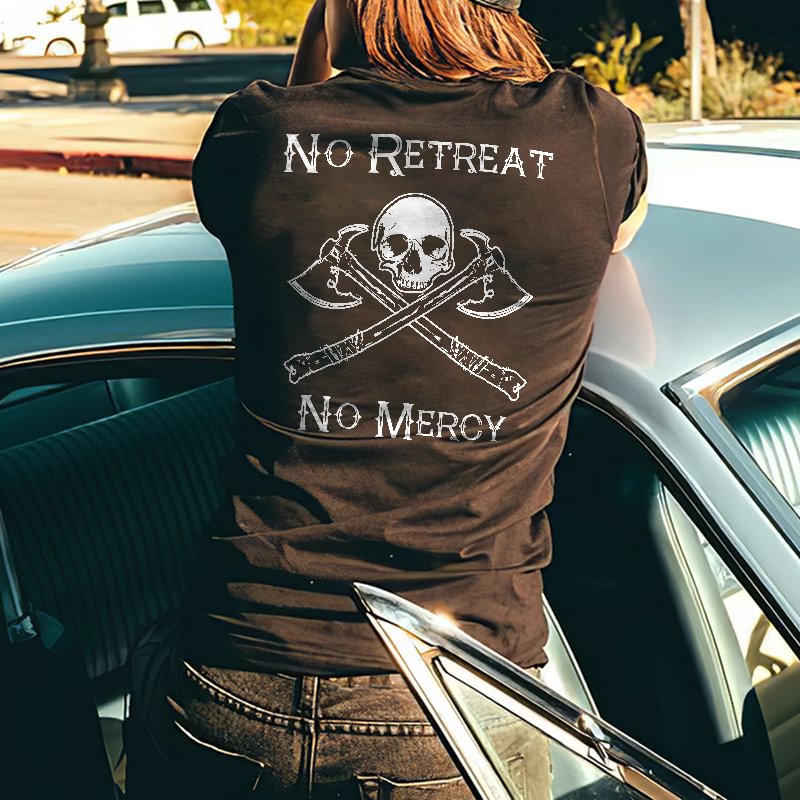 NO RETREAT NO MERCY skull t-shirt designer