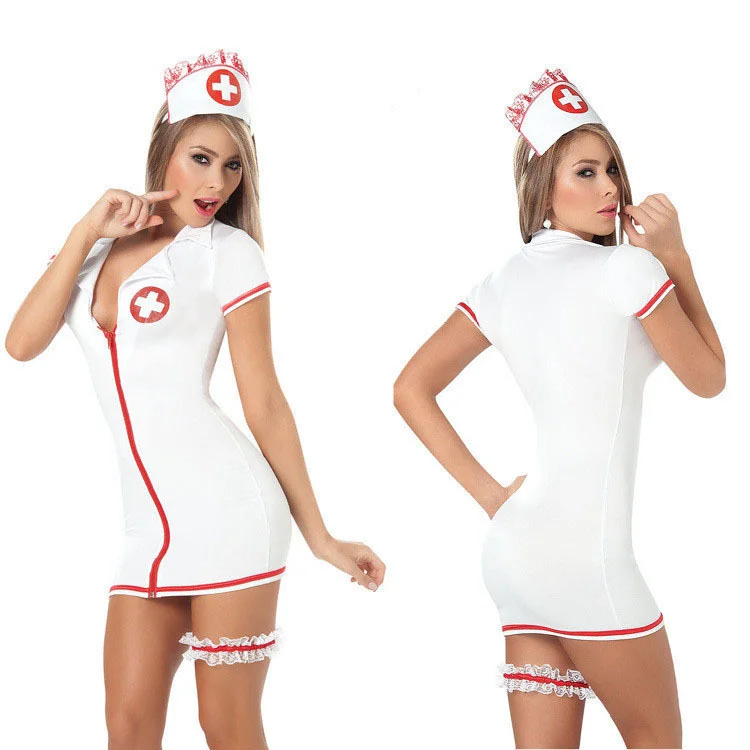 Uveng Sex Lingerie Woman Seduction Sexy Doctor Nurse Uniform Seduction Set Zipper Nurse Splendent