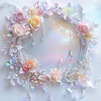 Pastel Roses and Iridescent Frame - Diamond Painting