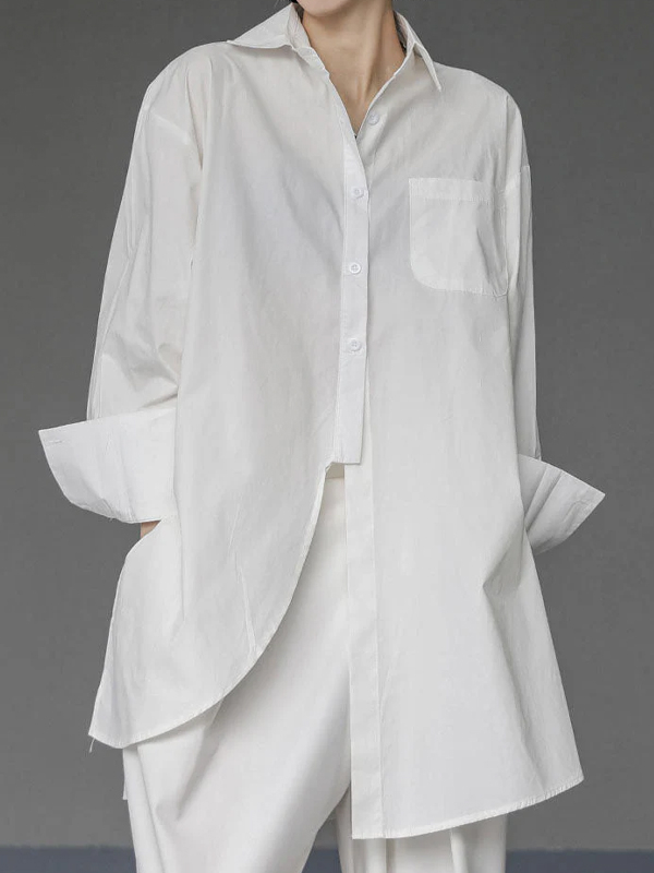 Irregular Solid Color Shirt hjn Shicloths