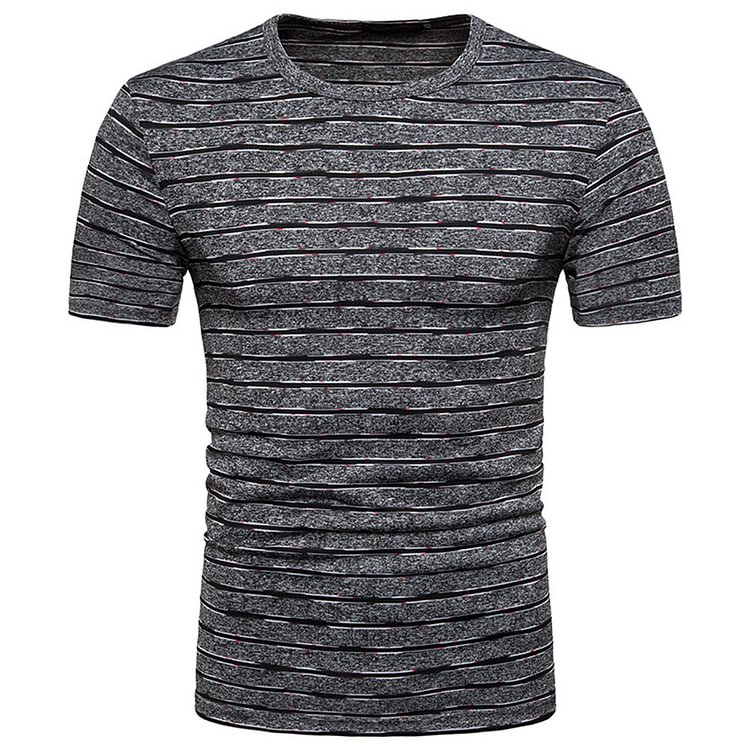 Round Neck Stripe Casual Pullover Men's T-shirt