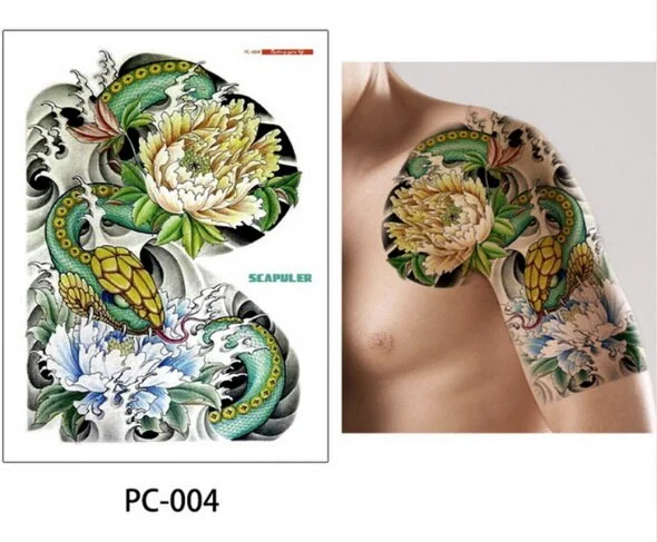 Large size temporary tattoo on chest body arm shoulder cool fake tattoos water transfer tattoo for men big 32*24cm tatto sticker