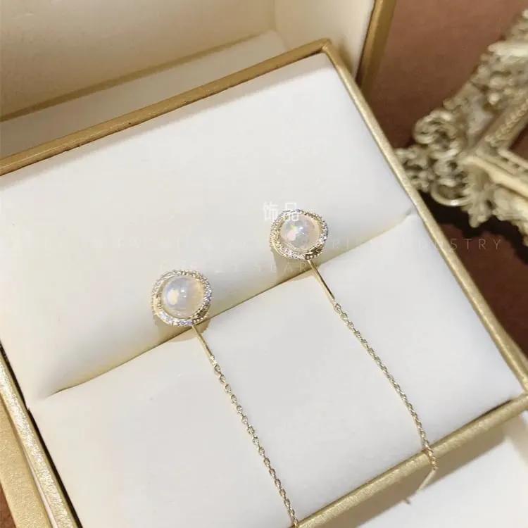 Gold Short 925 sterling silver earrings with shiny stone arrangement details 99 main image 1
