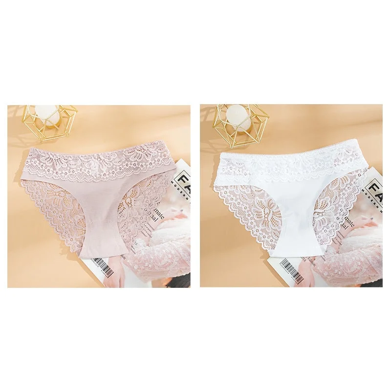 2PCS/Set Lace Panties Seamless Women's Underwear Soft Lingerie Intimate Sexy Female Underpants Comfortable Floral Pantys