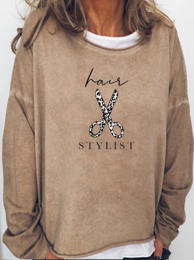Long Sleeve Crew Neck Hair Stylist Sweatshirt