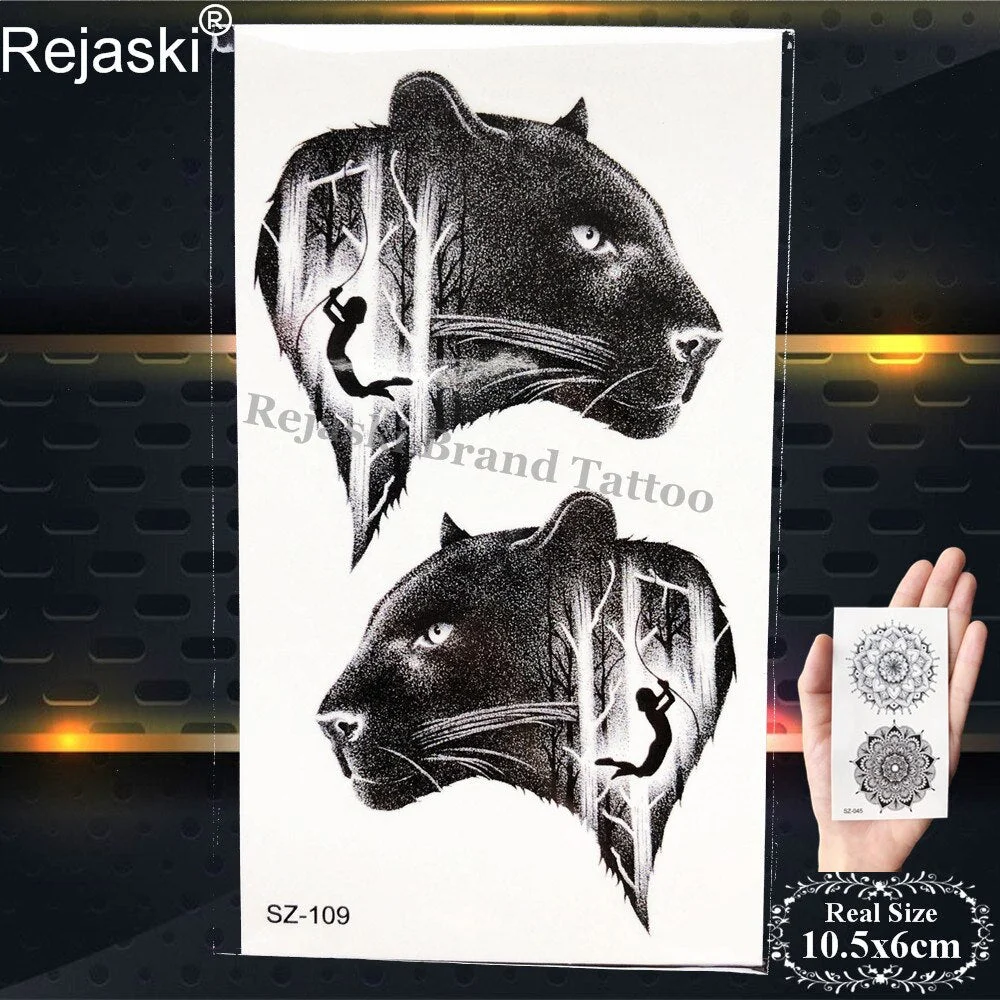 Rejaski Black Temporary Tattoo Stickers Women Iceberg Arm Geometry Waterproof Tatoos Men Mountain Fake Tattoo 3D Summer Style