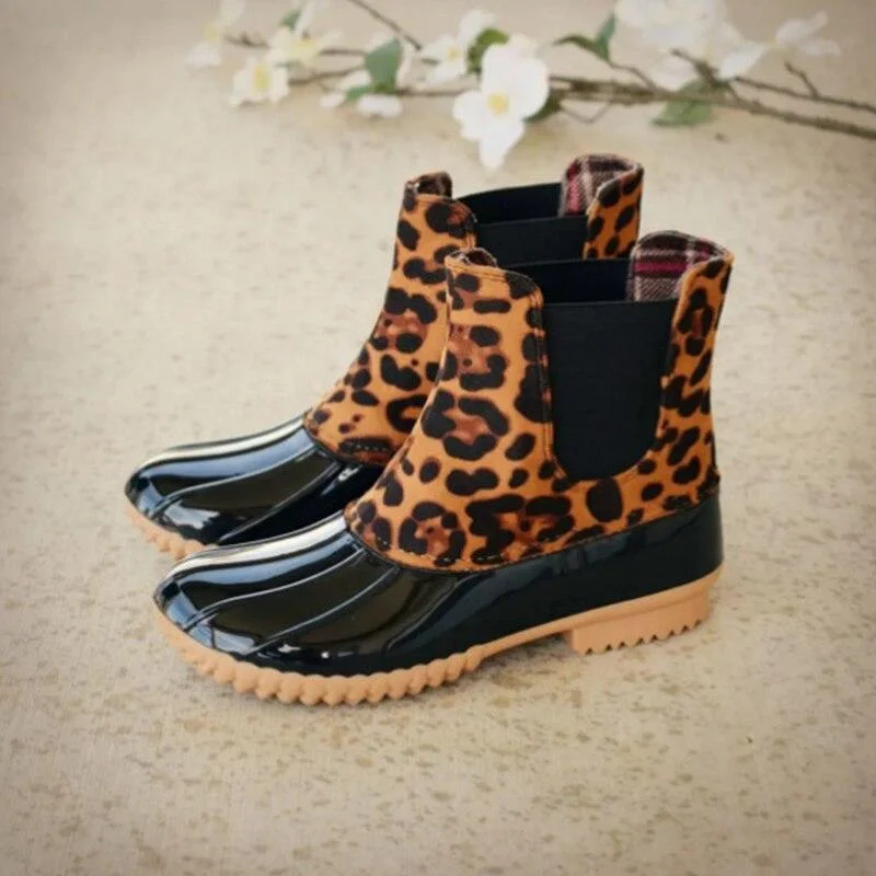 Rainboots For Women Autumn Leopard Waterproof Non-slip Fashion Short Boots Woman 2021 PVC Rubber Shoes Slip On Rain Ankle Boots 1103-1