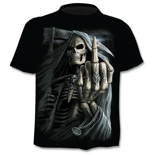 Men 3D Print New Funny Skull T-Shirt Hipster Short Sleeve Tee Tops