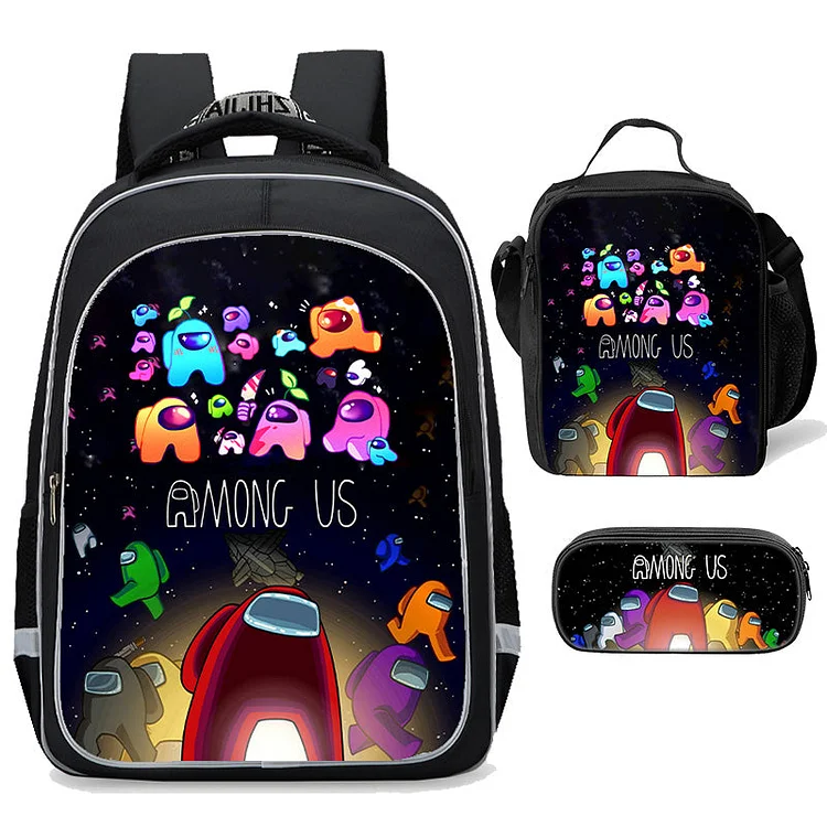 Mayoulove Among Us Backpack Set 16inch School bags backpack with Lunch Bag Pen Case 3 in 1-Mayoulove