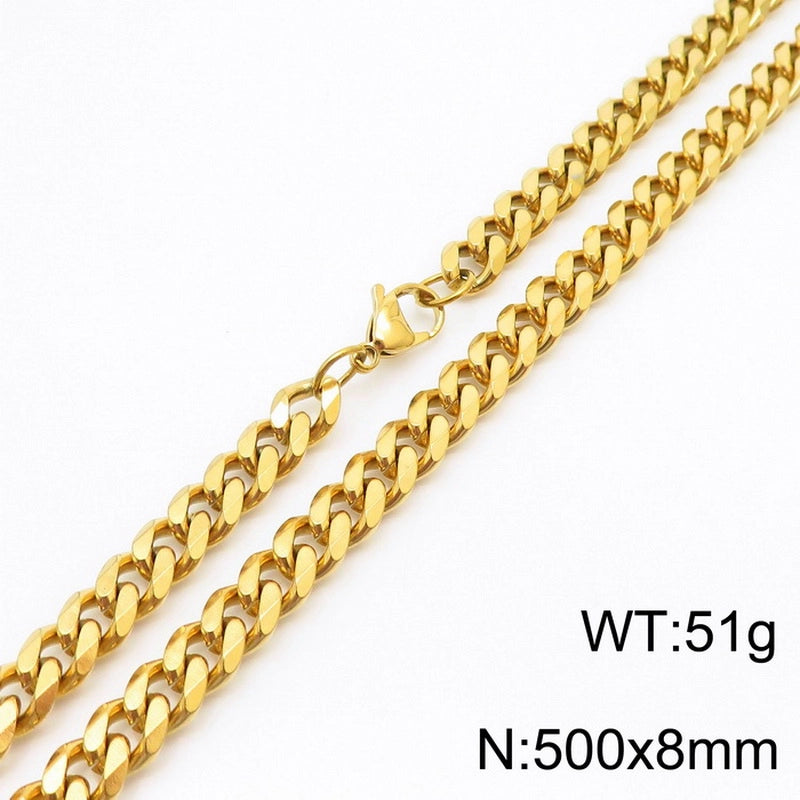 Hiphop Hip Hop Men & Women Trendy Stainless Steel Six-Sided Grinding Necklace