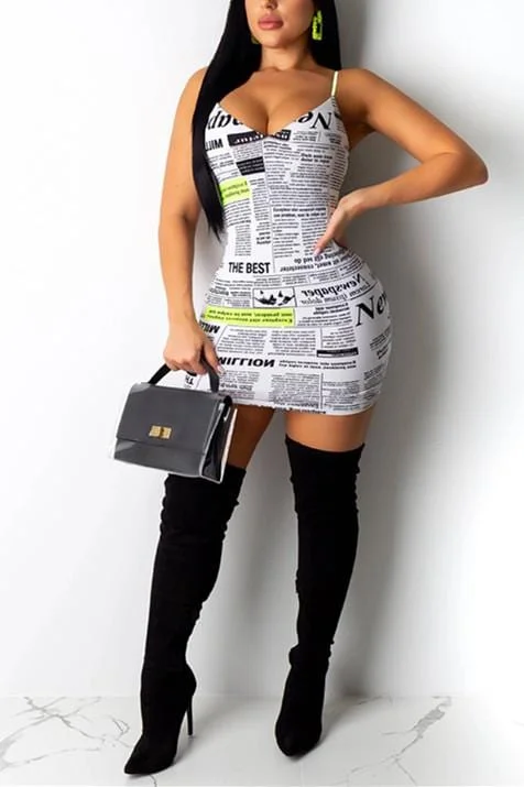 Fashion Sexy Print  Sling Dress