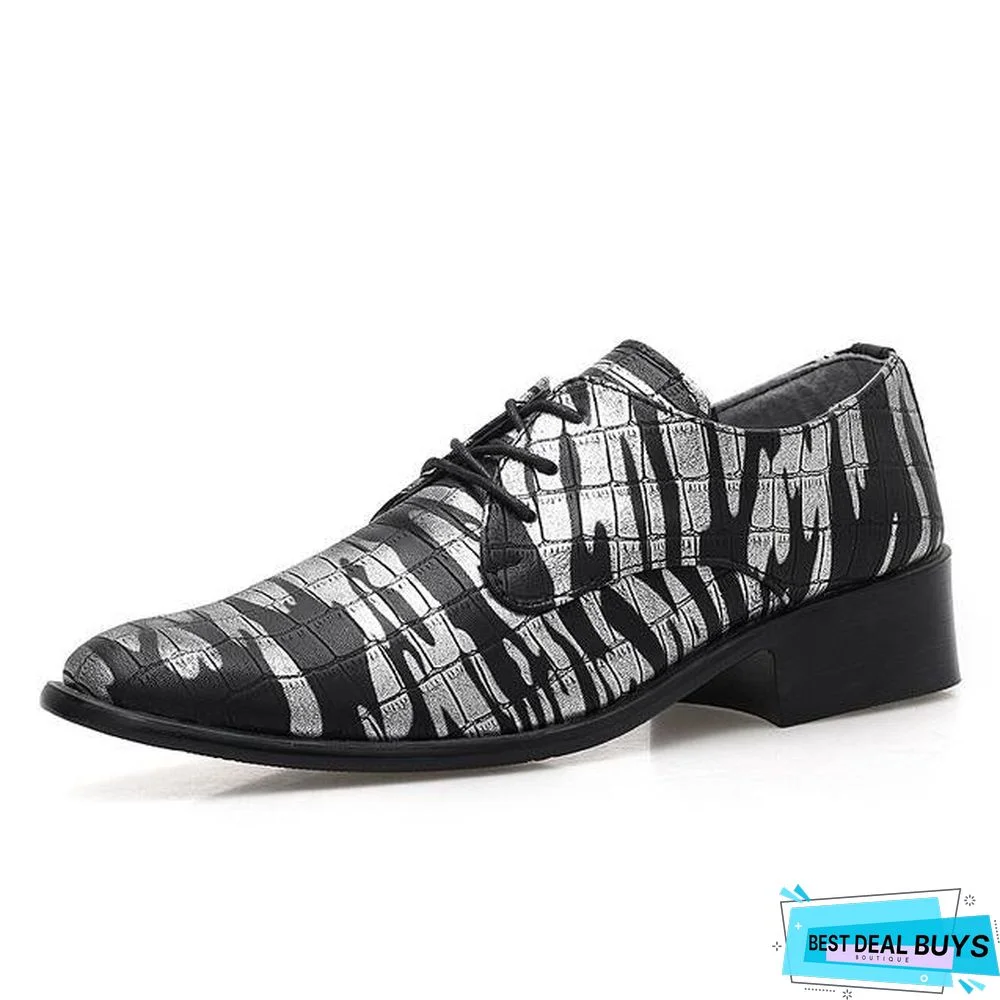 Pointed Toe Dress Shoes Fashion Print Lace Up Flats Casual Oxford Shoes
