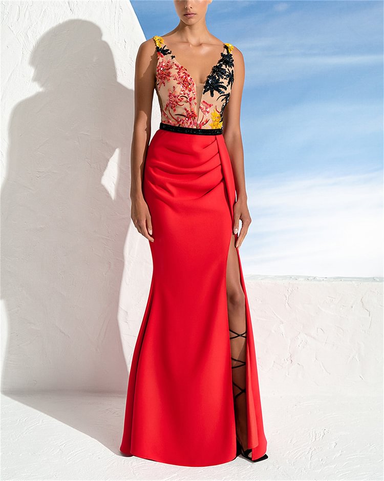 Women's Solid Color Embroidery Dress