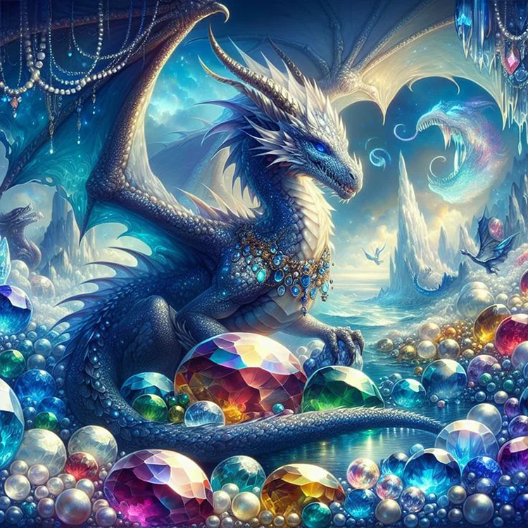 Full Round Diamond Painting - Dragons And Dragon'S Treasures 30*30CM