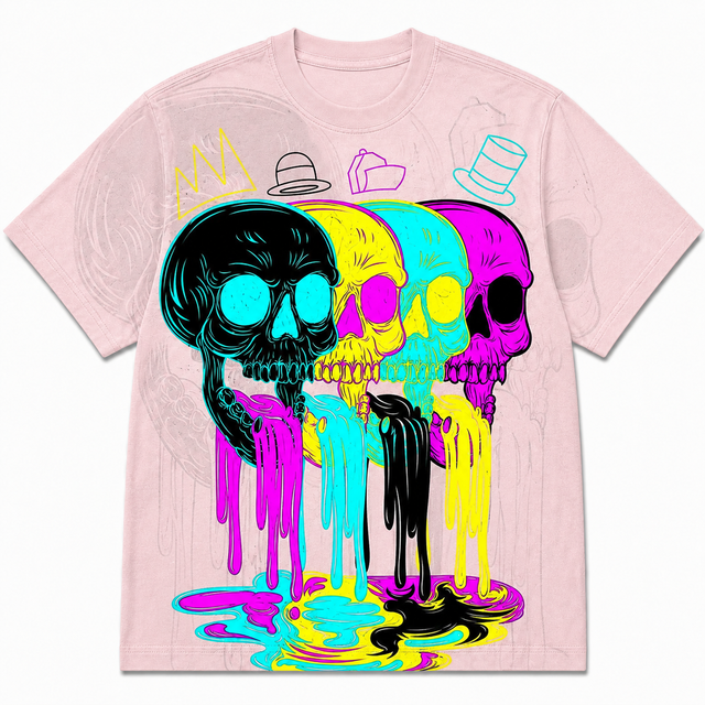 Street Drip Skulls Cotton T-Shirt