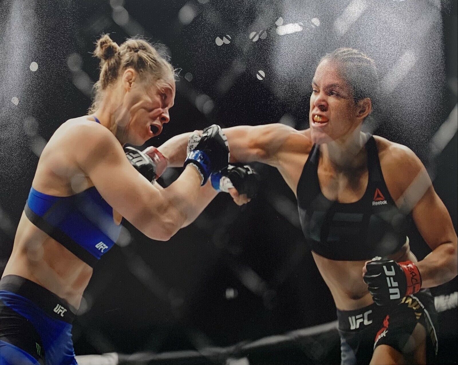 Amanda Nunes 8x10 Photo Poster painting unsigned UFC Champion Knocking out Ronda Rousey