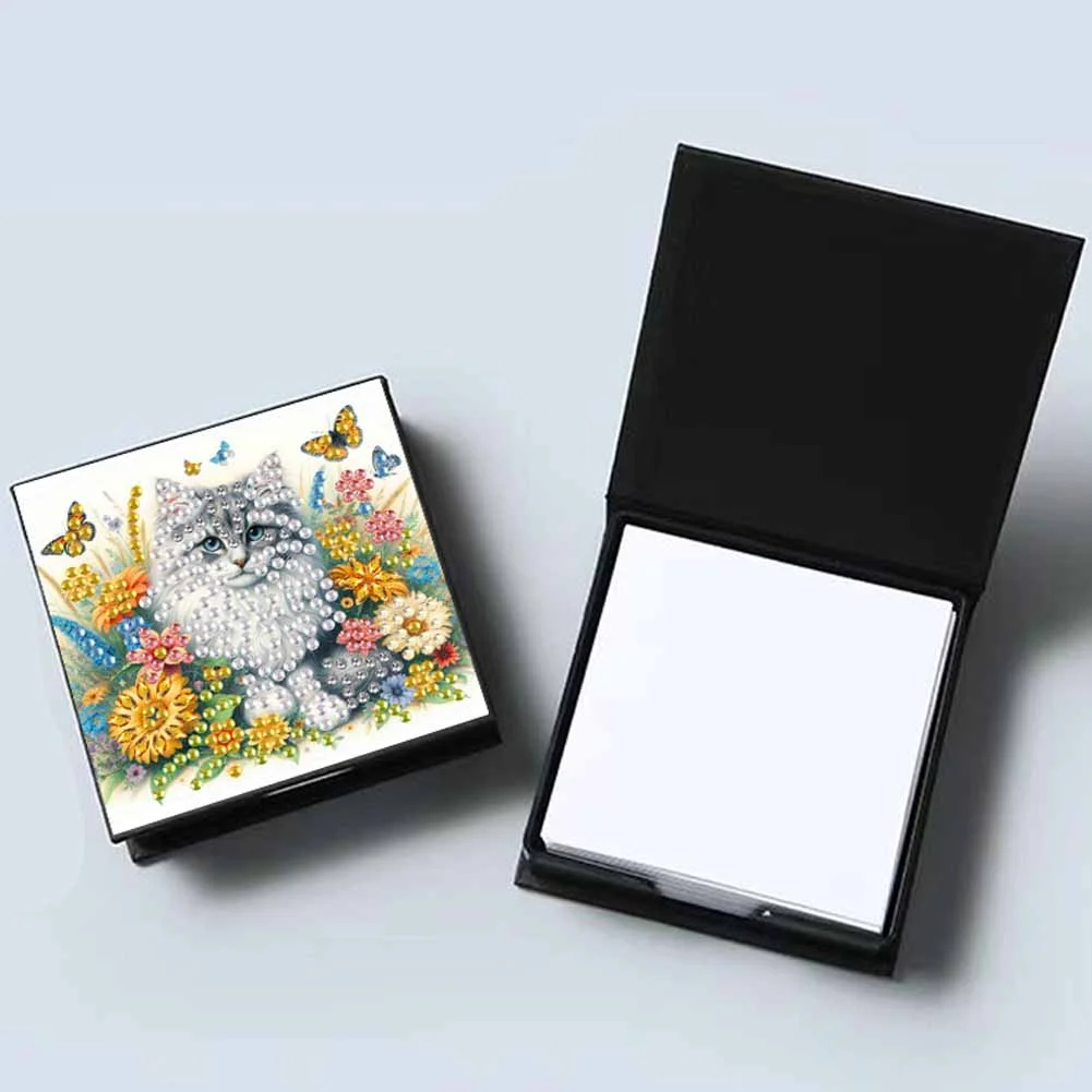 DIY Flower Cat Diamond Painting Memo Pad Holder Mosaic Kit for DIY Art Craft