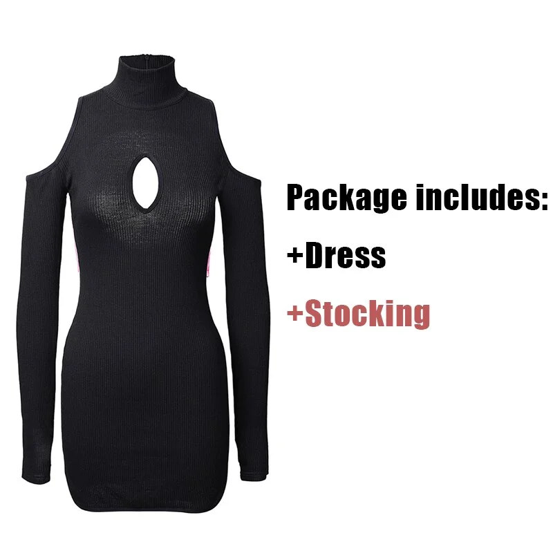 Billionm OJBK Japanese Anime Cosplay Costumes Kawaii Turtleneck Sweater 3D Kitten Claw Dress Sweet Backless Bow Bodycon Dress Plus Size