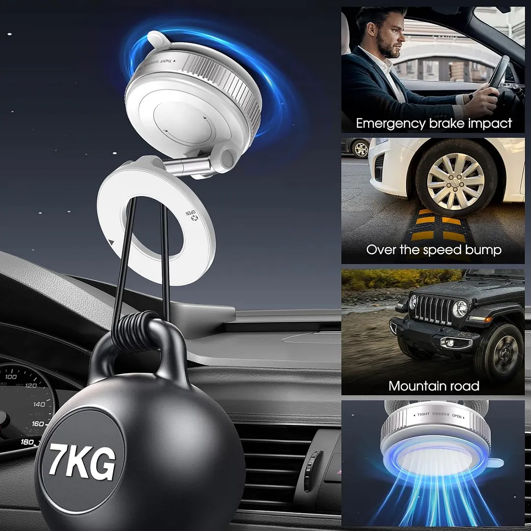 One-Step Lock Magnetic Vacuum Phone Mount