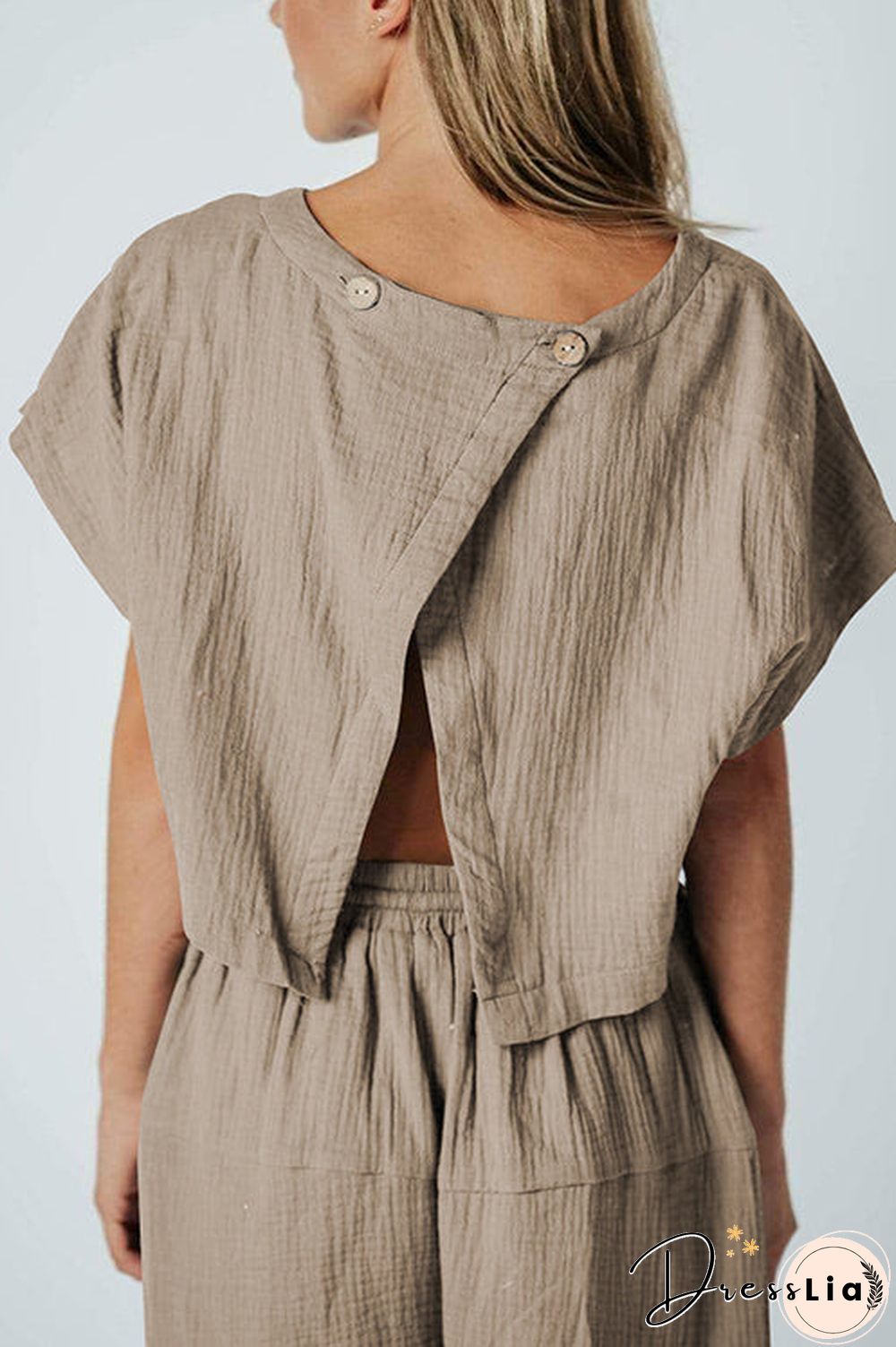 Slit Back Solid Drawstring Jumpsuit