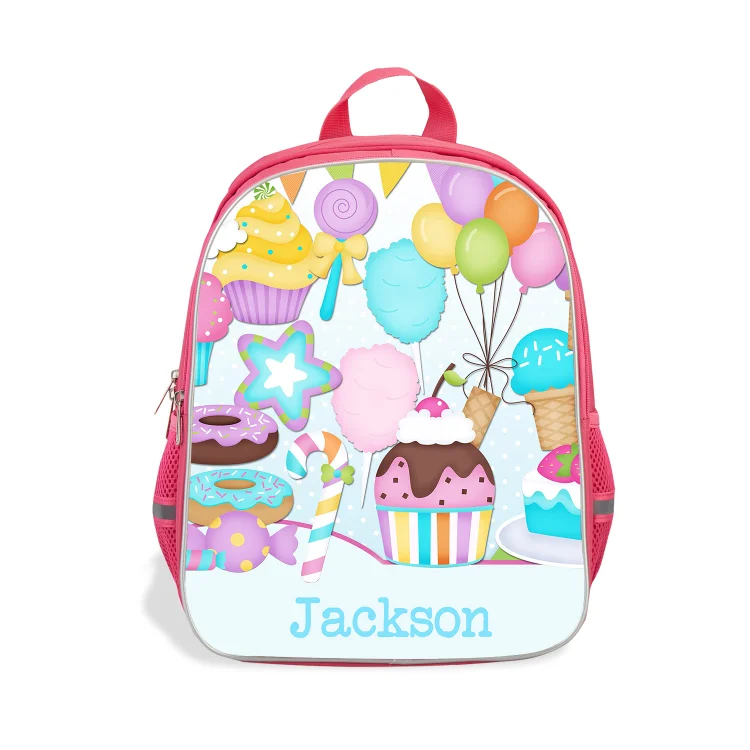 Mochilas-mochila escolar para los niños con un dibujo pintoresco con nombre personalizado