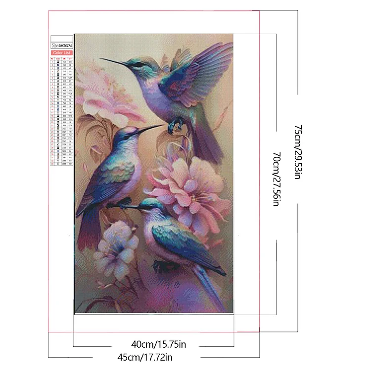 Partial AB Drill - Full Square Drill Diamond Painting - Garden Hummingbird  - 40*70cm