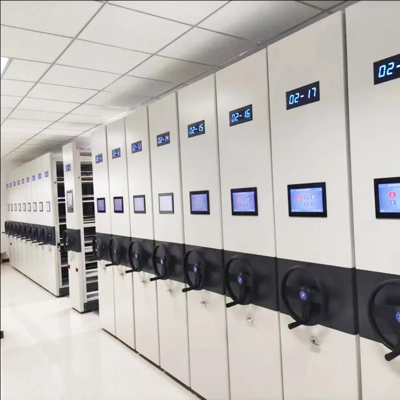 LCD Display Intelligent Steel Dense RFID Cabinet School Library RFID smart control Movable Rack Book Metal compact shelving