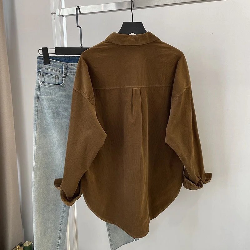 Athvotar Athvotar Shirt Women Loose Design Small Long Sleeves Long Folded Wearing Solid Shirt Outside The Shirt On The Top