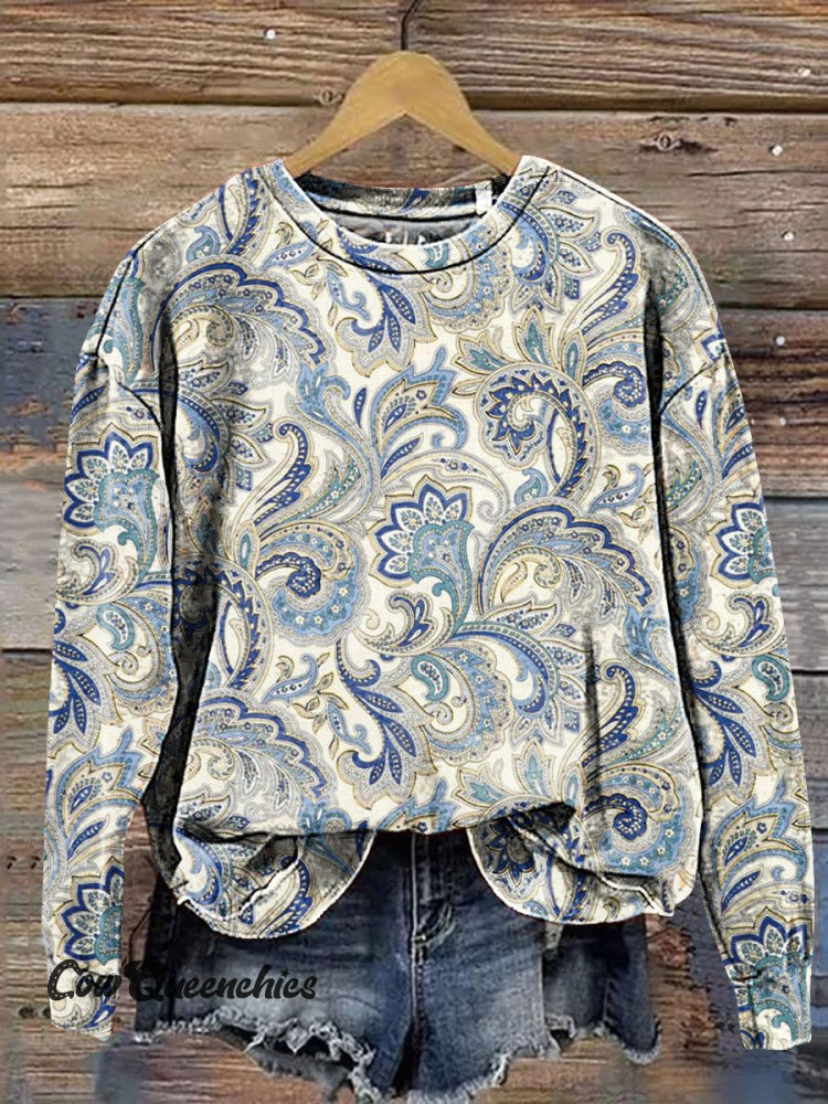 Paisley Pattern Art Print Casual Sweatshirt Multicolor / S