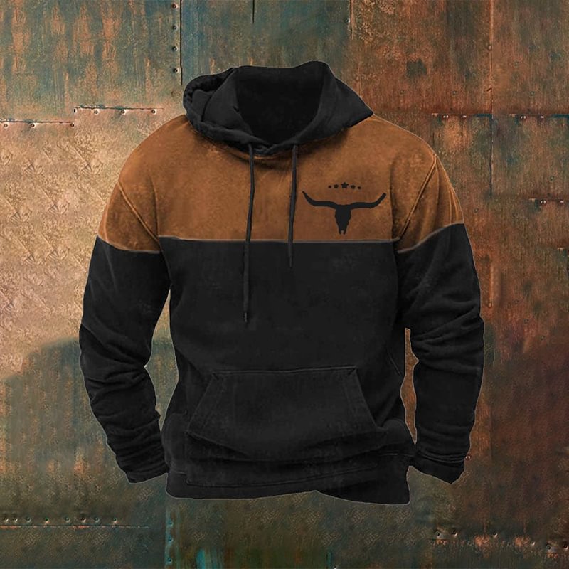 Men's Vintage Western Print Hoodie