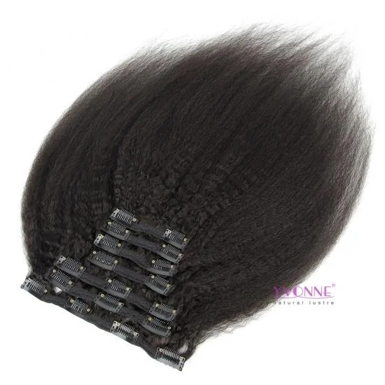 YVONNE 7 Pieces/Set 120g/set Kinky Straight Clip In Human Hair Extensions