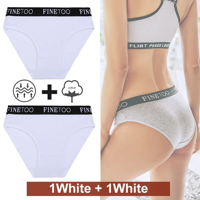 2PCS/Set Women Cotton Panties Female Underwear Sexy Briefs Lingerie Panties Female Underpants Intimate Finetoo Pantys M-XXL