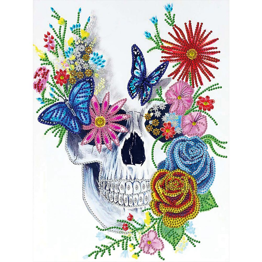 

Flower Skull - Special Shaped Diamond Painting - 30*40CM, 501 Original