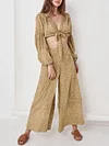 Floral Print Loose Vacation Wide-Leg Pants