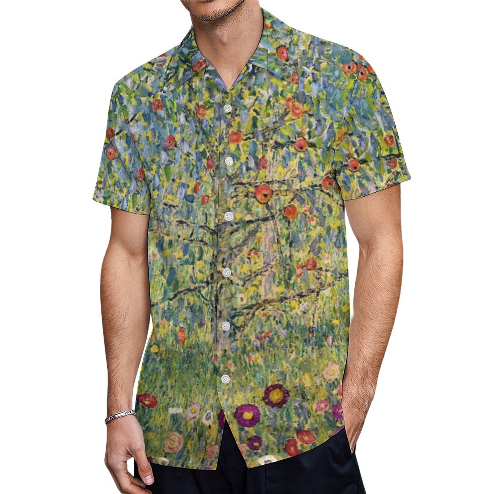 Apple Tree By Gustav Klimt Vintage Art Nouveau Hawaiian Shirt Mens Button Down Tropical Hawaii Beach Shirts