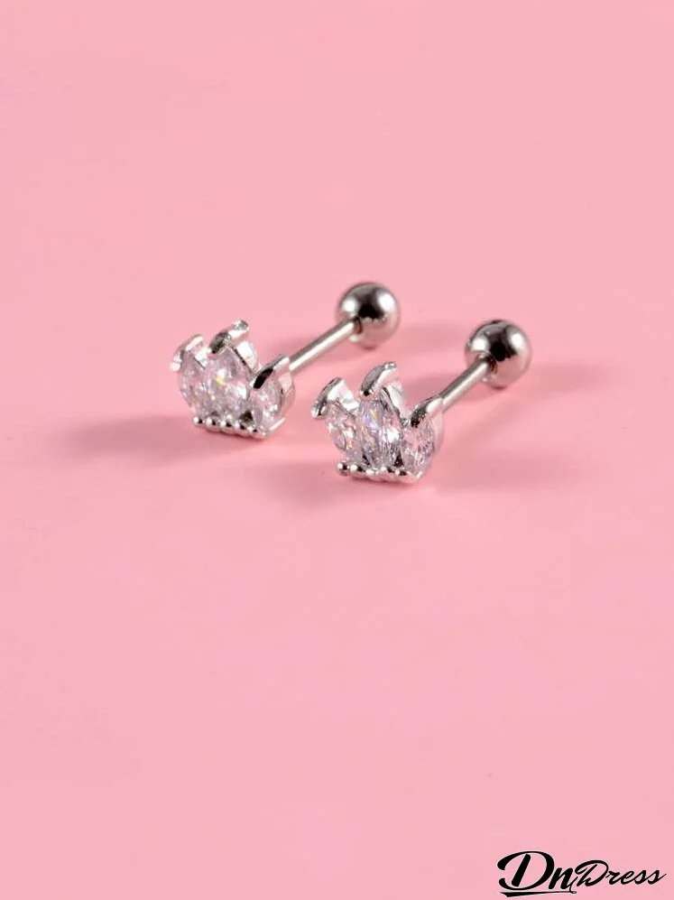 Zircon Decor Stud Earrings