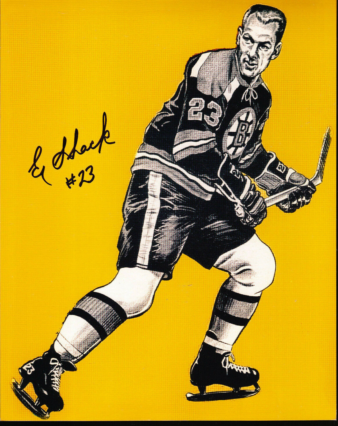 EDDIE SHACK AUTOGRAPH SIGNED 8X10 Photo Poster painting BOSTON BRUINS COA