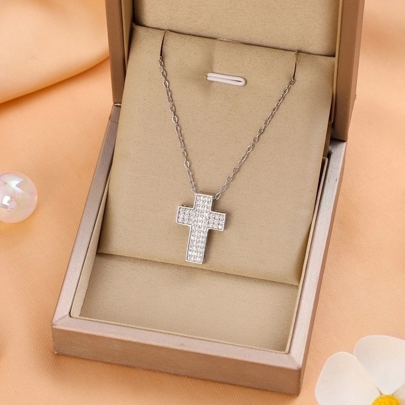 Titanium Steel Casual Minimalist Cross Plating Pendant Necklace